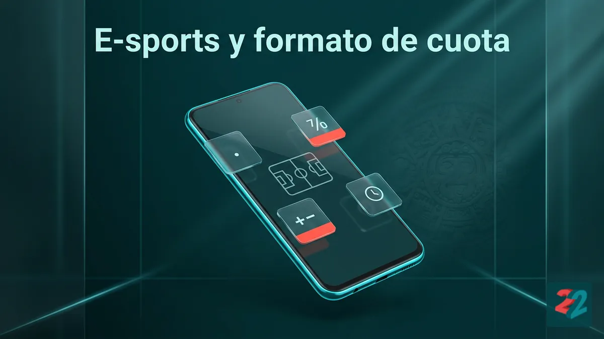 Teléfono con e-sports y formatos de cuota decimal y fraccionario en 22bet Honduras