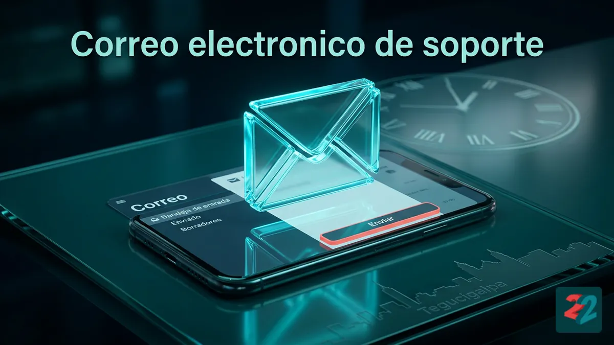 Icono de correo electronico de soporte de 22bet con reloj de espera en Honduras