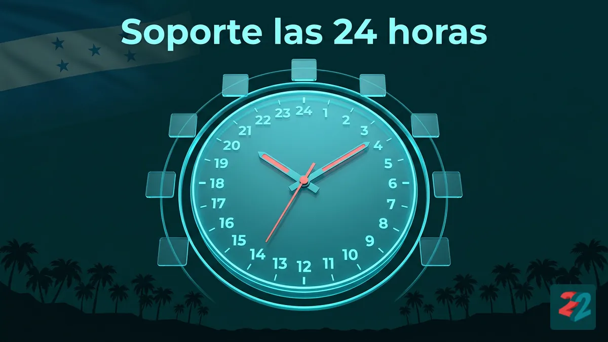 Reloj de 24 horas y siete dias representando el horario de atencion de 22bet en Honduras