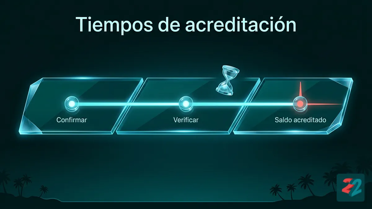 Línea de tiempo del proceso de verificación de un depósito en 22bet Honduras