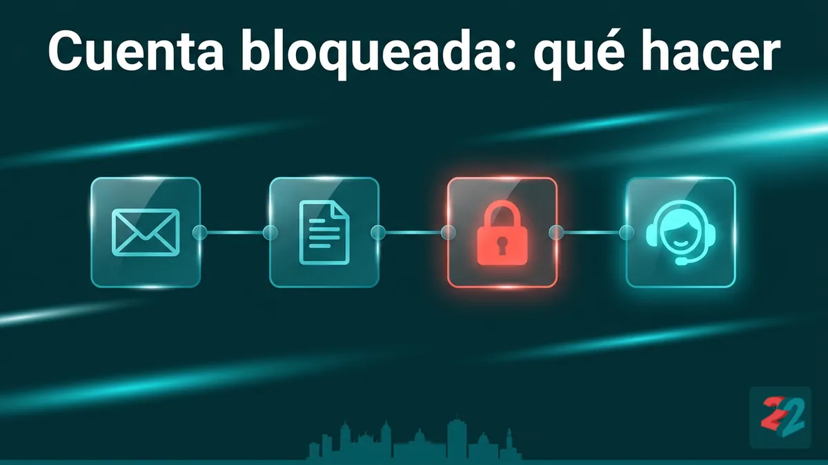 Línea de tiempo que ilustra qué hacer si la cuenta de 22bet queda bloqueada