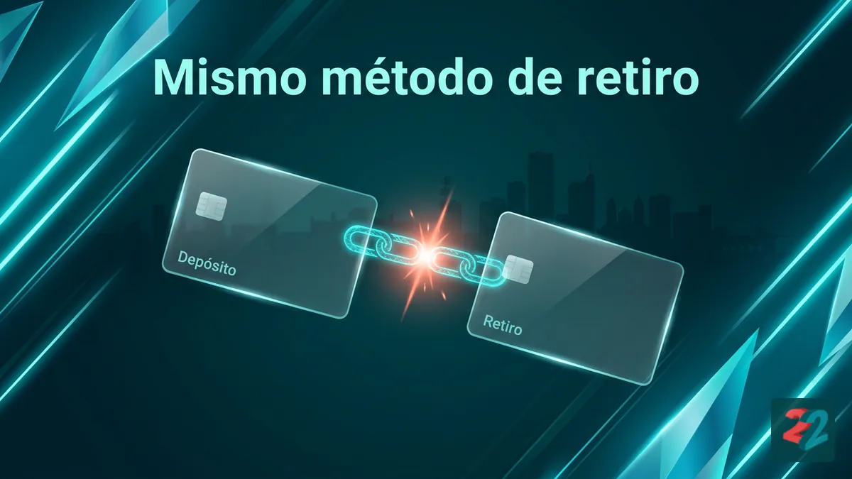 Ilustración de la regla del mismo método de pago para depositar y retirar en 22bet Honduras